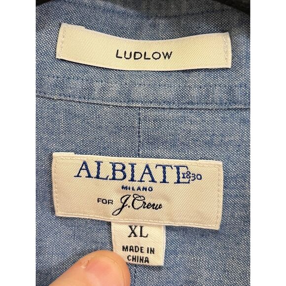 ALBIATE 1830 Milano for J. Crew Blue Ludlow Button Up Shirt Top Mens Size XL - Picture 4 of 10